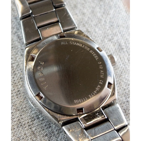 Fossil AM-4175 Pink MoP & Crystals Date Dial Stainless Steel‎ Womens 28mm Watch - Picture 10 of 14